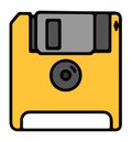 Back view of a yellow floppy disk drawing with slider Royalty Free Stock Photo